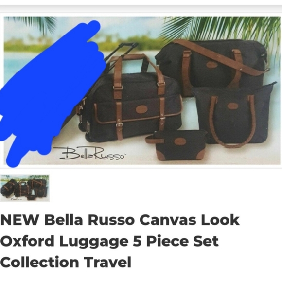 ‼️SOLD‼️ NEW Bella Russo Canvas Oxford Luugage 5 Piece Set - Picture 6 of 16